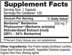 Feel Good Superfoods Berberine Phytosome packaging indicating 120 capsules for sustained use