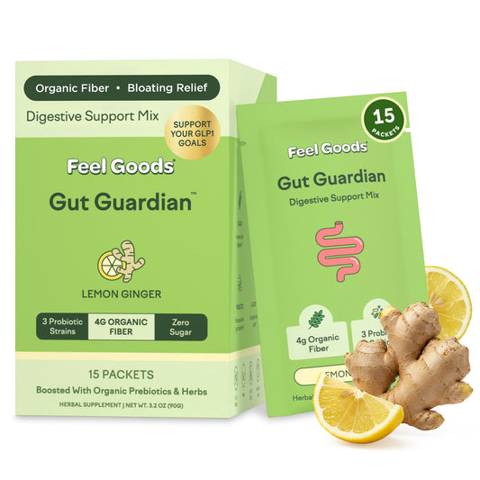 Feel Goods Gut Guardian lemon-ginger stick pack for on-the-go digestion support