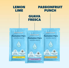 Feel Goods Hydration Hero packet in water glass showing quick on-the-go mix