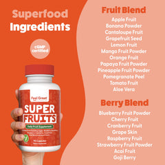 Close-up of Feel Great label highlighting a whole-food blend.