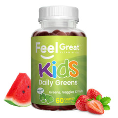 Daily routine setup with Feel Great Super Green Kids demonstrates simple breakfast or snack addition.