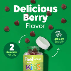 Serving image shows an easy daily dose for kids 4 and up.