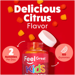 Child enjoying Feel Great Vitamins gummies after school for easy daily intake