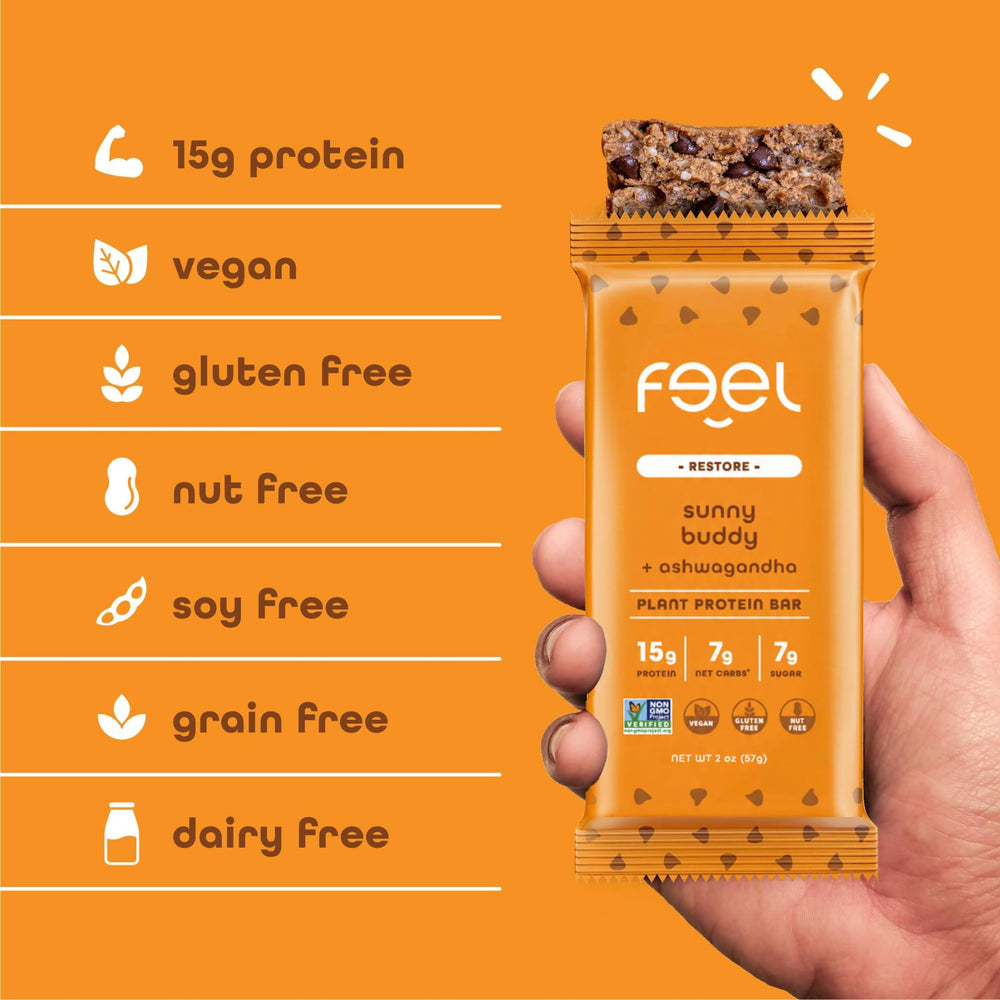 FEEL Sunbutta Choco Chip bar after workout recovery bite