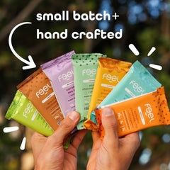 FEEL vegan protein bars Golden Goodness pack inside reveals compact keto-friendly snack for workouts