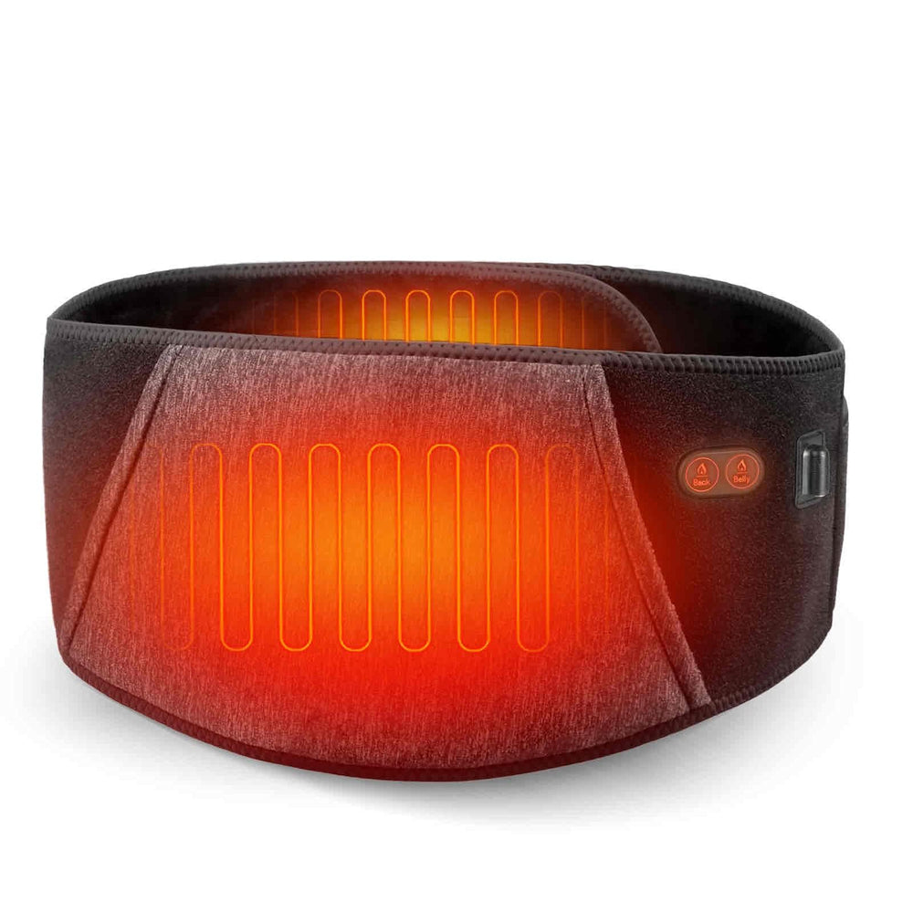 FEETMOR heated waist belt back view demonstrates slim cordless warmth for daily comfort.
