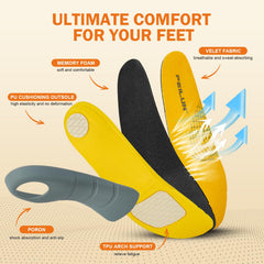 FEILUN gel cushion insole with arch support reduces foot fatigue.