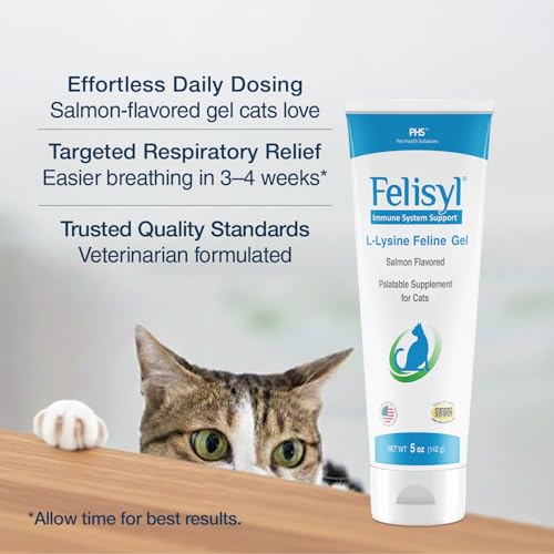Felisyl L-Lysine Gel cat licking the salmon-flavored gel