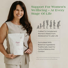 Fem21 packaging emphasizes prebiotics and probiotics for gut wellness.