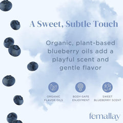 Femallay Blueberry Vaginal Melts close-up reveals rich organic ingredients