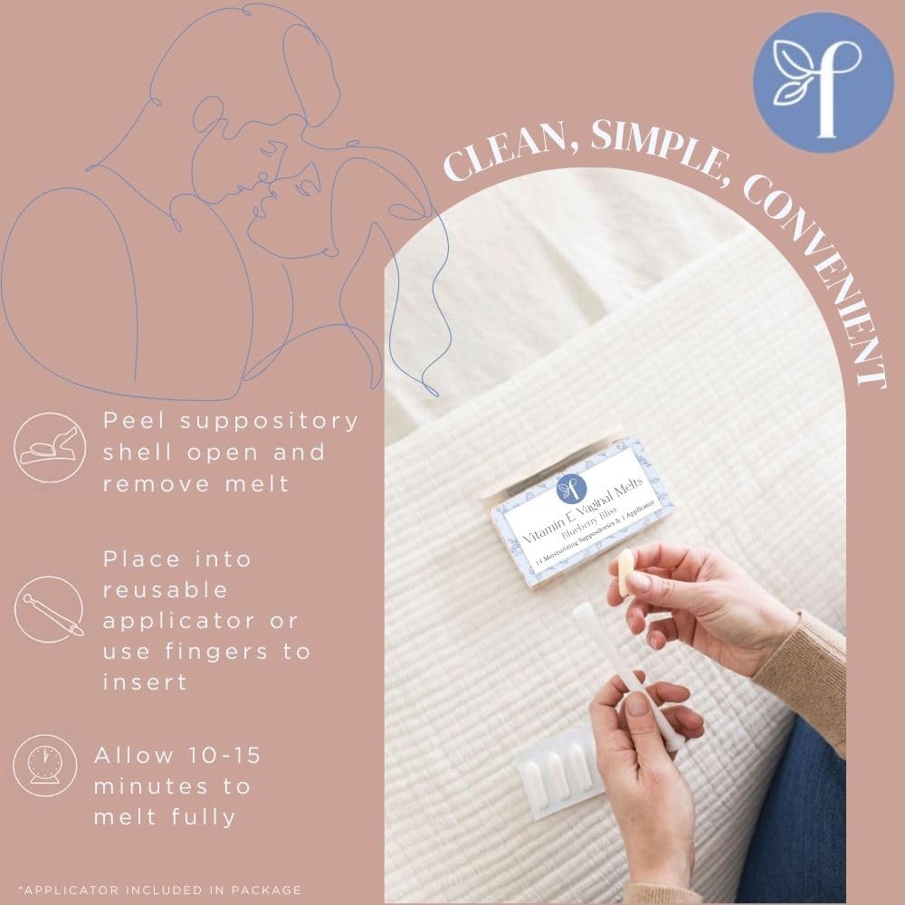 Femallay Blueberry Vaginal Melts ingredients list emphasizes organic cocoa butter and jojoba oil