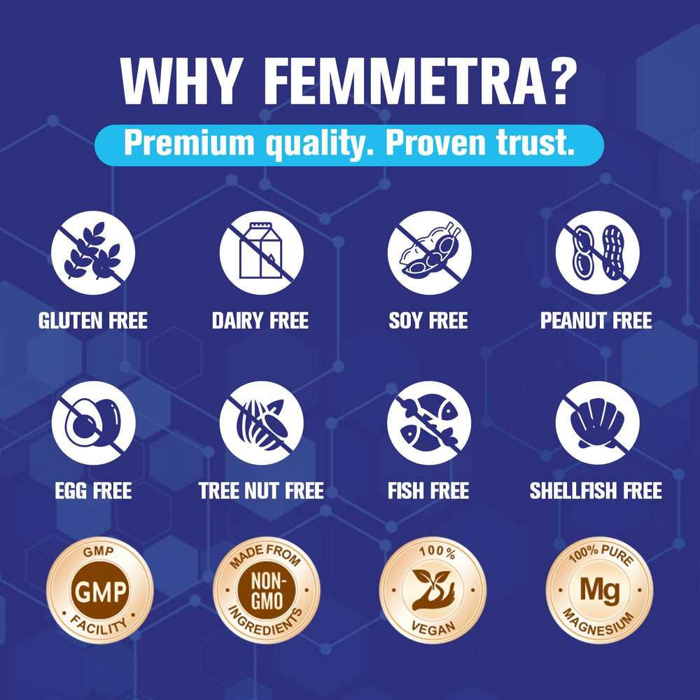 Vegan capsules of Femmetra Magnesium Complex.
