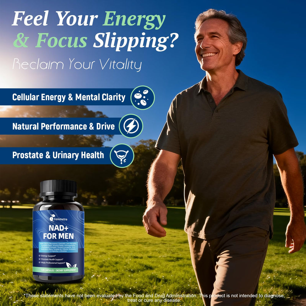 Femmetra NAD energy pour shows easy daily supplement ritual.