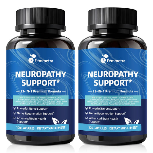 Femmetra nerve-support bottle with capsules promoting nerve health