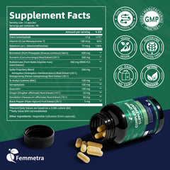 Vegan and non-GMO badge shown on Femmetra Spike Protein Support packaging.