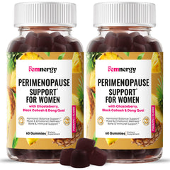 Femnergy Perimenopause Gummies in pineapple flavor for daily balance.