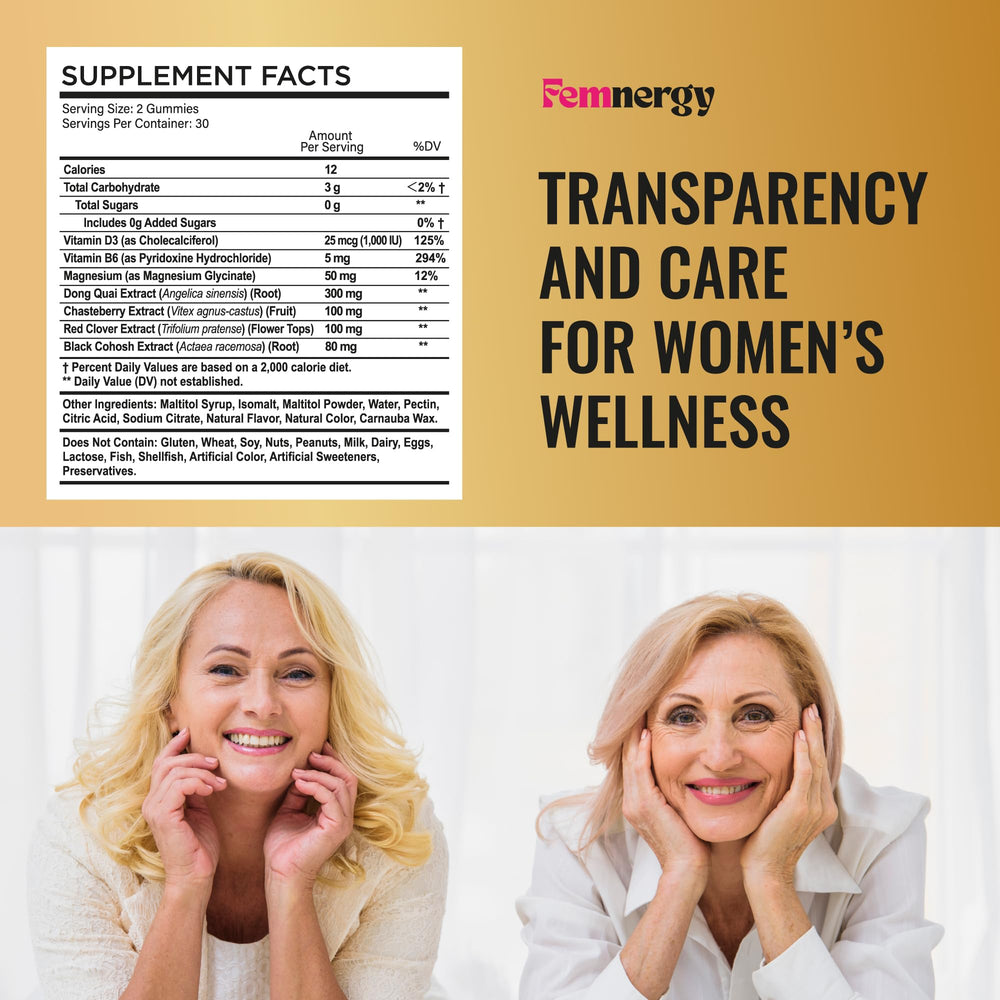 Shelf-ready Femnergy Gummies provide a convenient daily wellness option.
