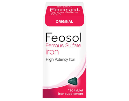 Feosol Original bottle with iron tablets for daily iron support