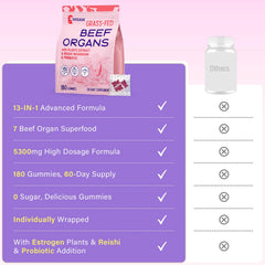 Fepoukak Beef Organ Gummies packaging in hand, portable 60-day supply