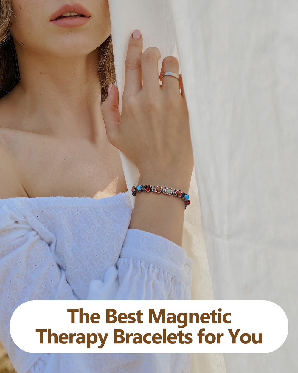 Feraco 3800-gauss magnet insert visible on bracelet