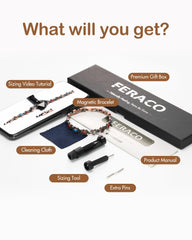 Feraco Adjustable Bracelet with complimentary sizing tool for a perfect fit