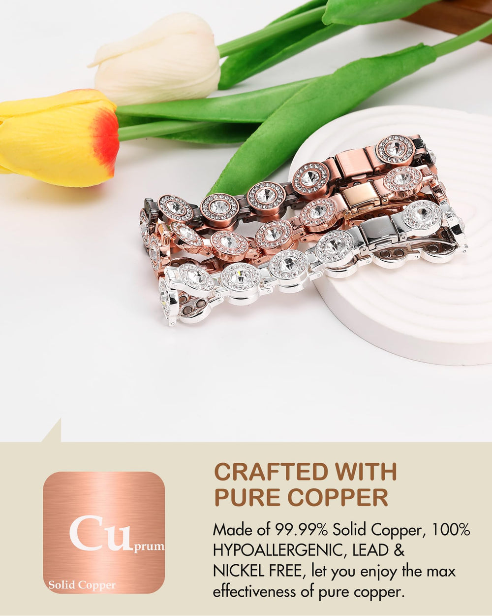 Feraco Austrian crystals catch light for radiant sparkle