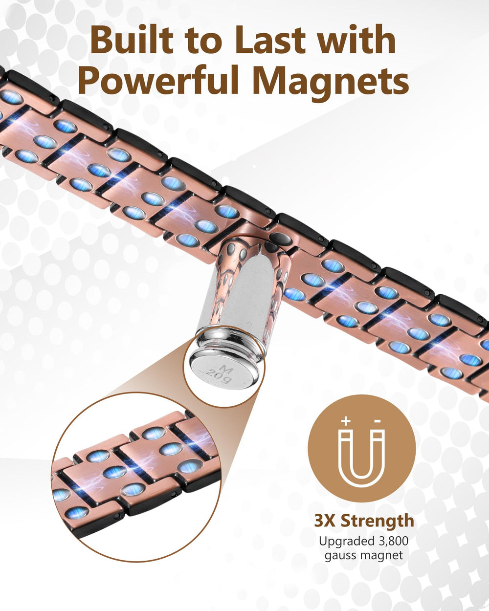 Feraco copper bracelet adjustable links for a perfect fit.