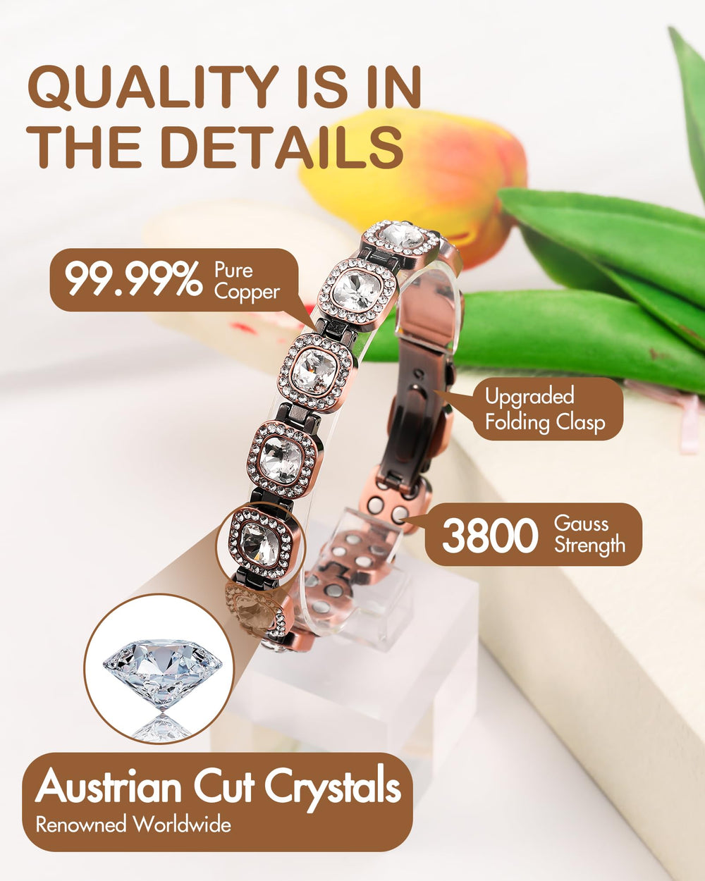 Feraco bracelet highlights Austrian crystals catching light from every angle