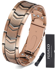 Feraco copper bracelet for men worn on wrist with all day comfort