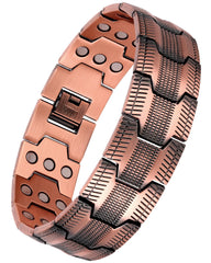 Feraco copper bracelet with tyre-carved pattern for durable, stylish everyday wear
