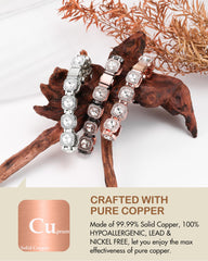 Feraco copper bracelet crystal detail close-up showing Austrian sparkle