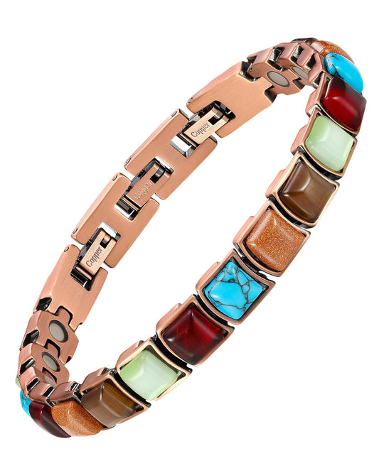 Feraco copper bracelet for women with turquoise inlay for daily elegance and comfort