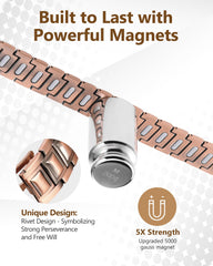Feraco copper bracelet clasp closeup demonstrates secure butterfly closure.