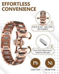 Feraco magnetic bracelet worn on hand emphasizes comfort and lightweight feel.