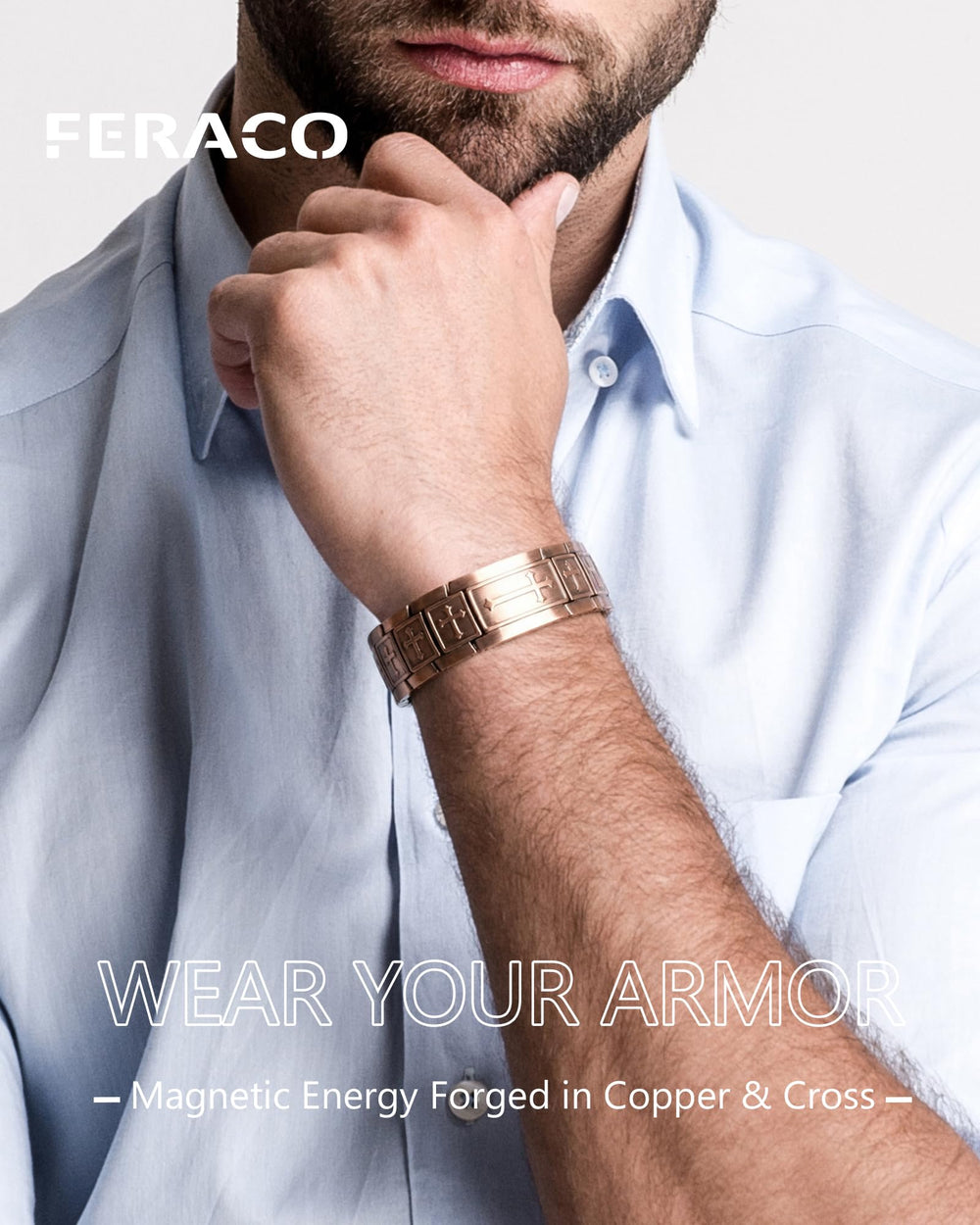Feraco bracelet sizing tool included enables a precise, comfortable fit.