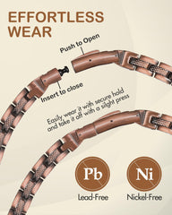 Feraco copper magnetic necklace chain detail—solid copper with lacquer finish.