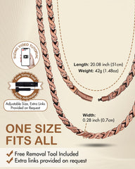 Feraco copper necklace hypoallergenic finish close-up for skin-friendly wear.
