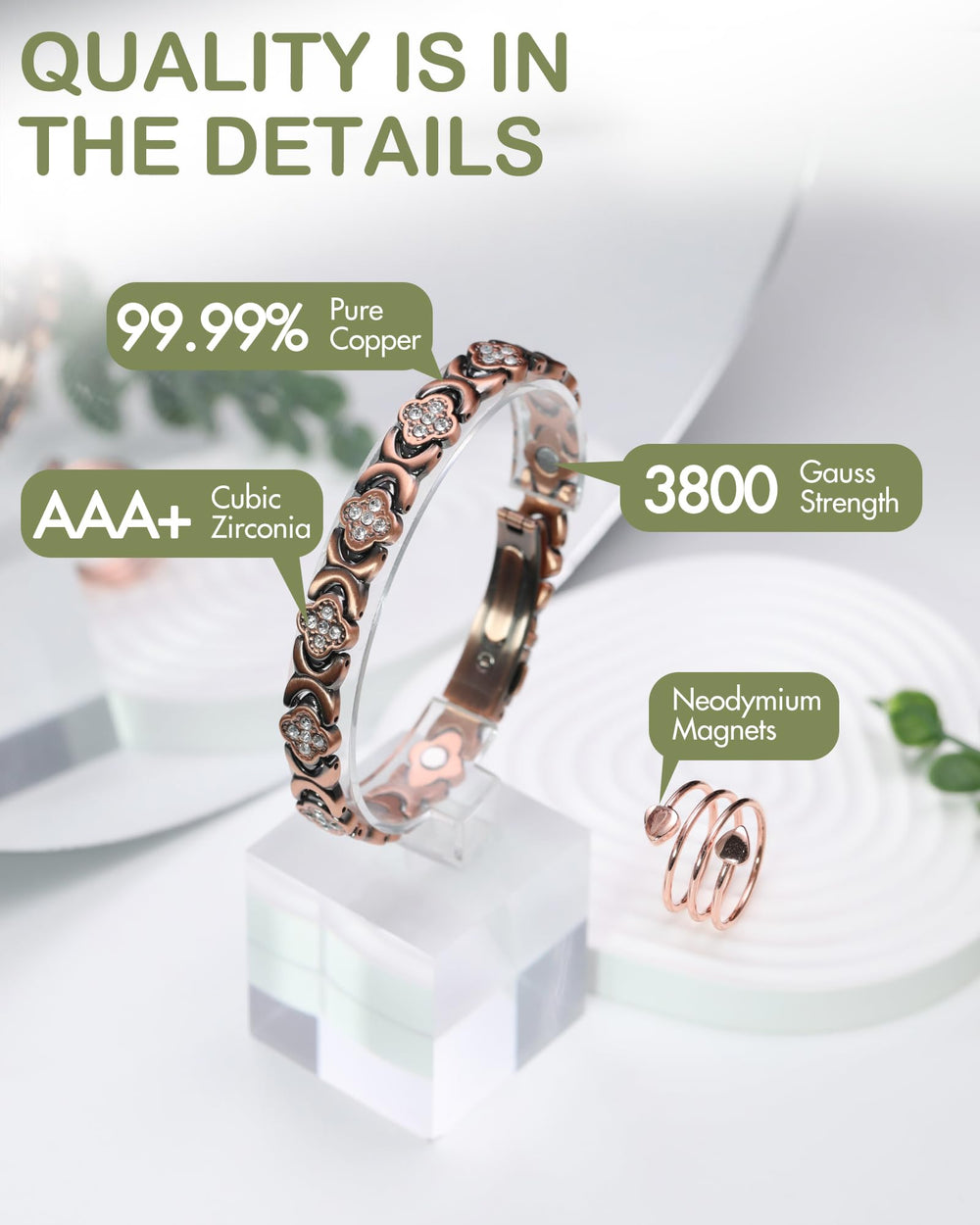 Feraco Cubic Zirconia Accent detail adds subtle sparkle to the piece.
