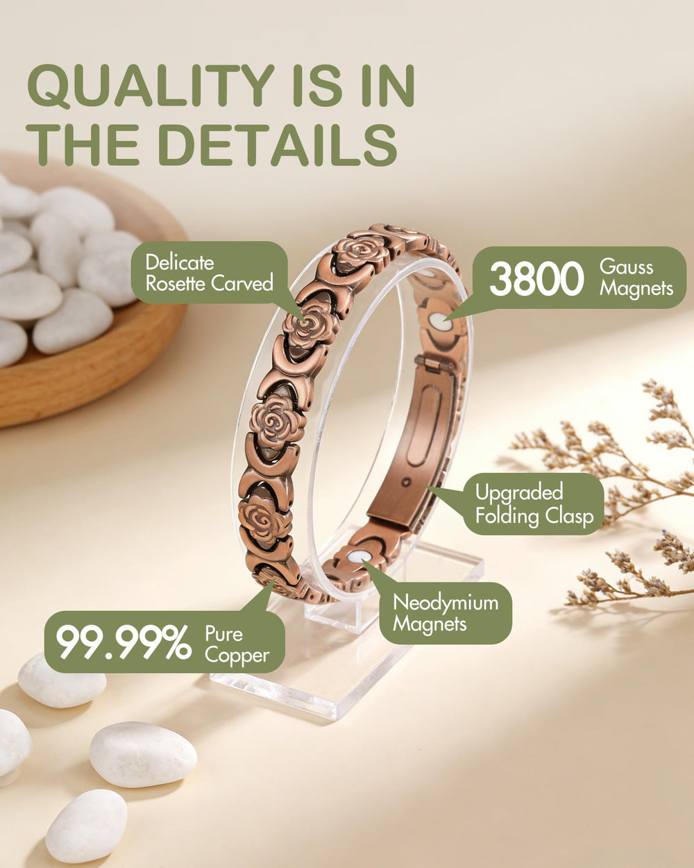 Feraco cubic zirconia sparkle on copper bracelet for subtle shine