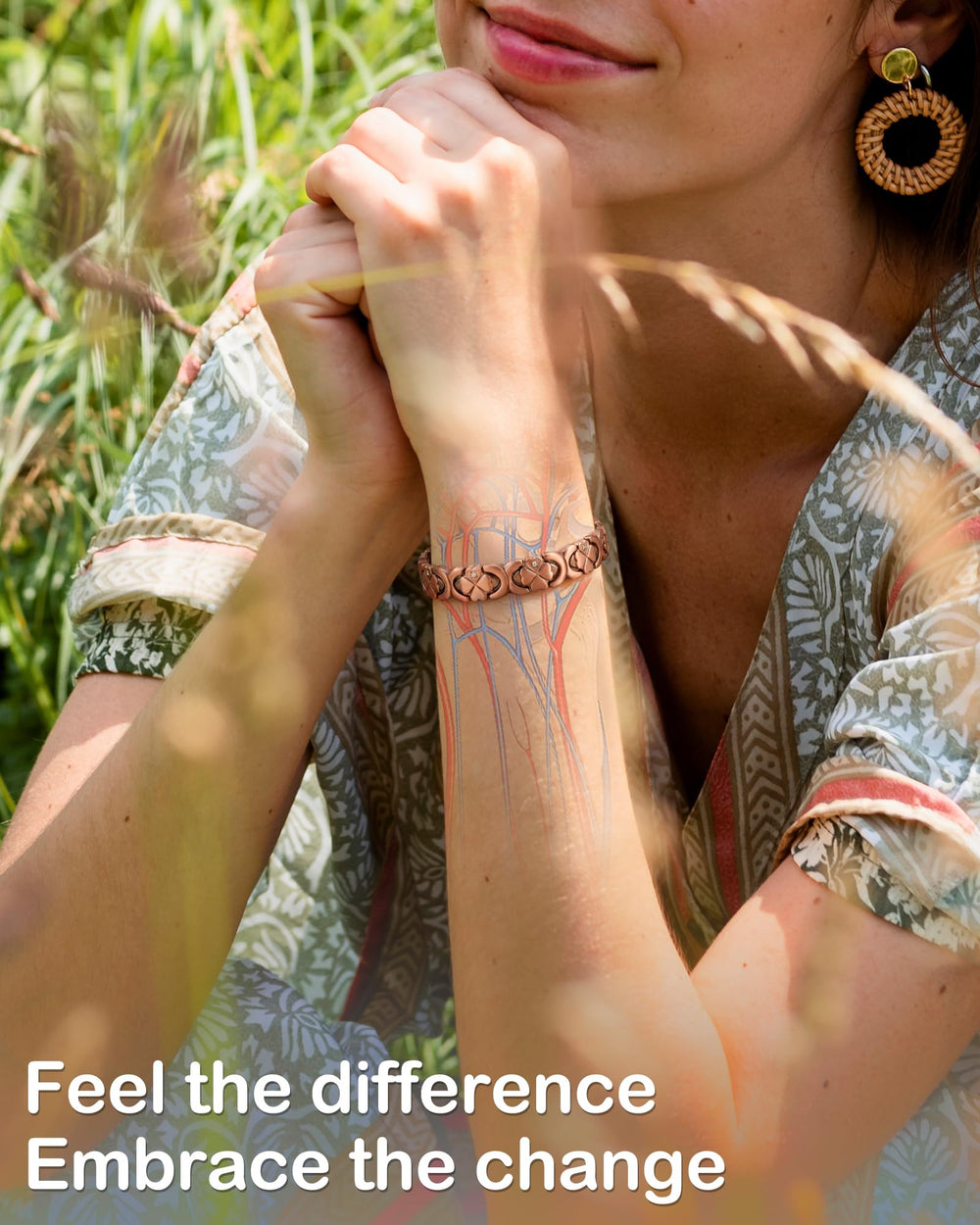 Easy-press folding clasp enables simple, secure wearing.