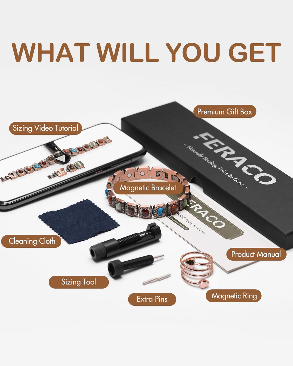 Feraco gift box with manual, ready for gifting.