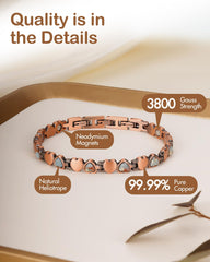Feraco heliotrope turquoise gemstones on bracelet enhance natural elegance.