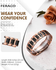 Feraco bracelet with extra links to extend size for comfort.