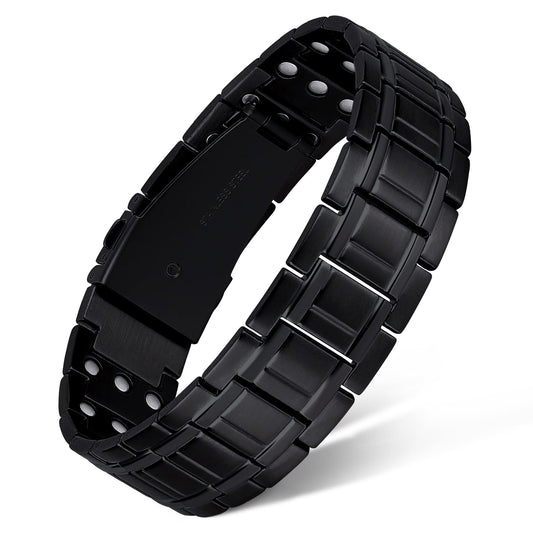 Feraco magnetic bracelet for men in black, stylish daily wear with magnetic comfort.