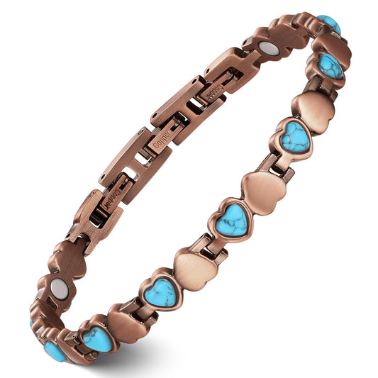 Feraco Ocean Heart bracelet with turquoise gemstone inlays for daily elegance