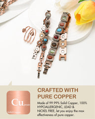 Feraco pure copper bracelet close-up, highlighting hypoallergenic, nickel-free design.