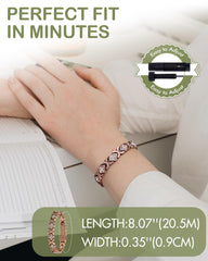 Hypoallergenic, lead-free, and nickel-free Feraco bracelet suitable for sensitive skin.