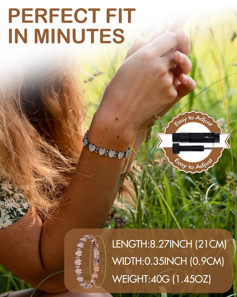 Feraco sizing tool included for easy, precise sizing.