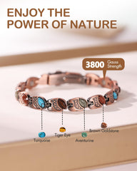 Feraco turquoise natural stones detail adds earthy elegance for casual or dress wear