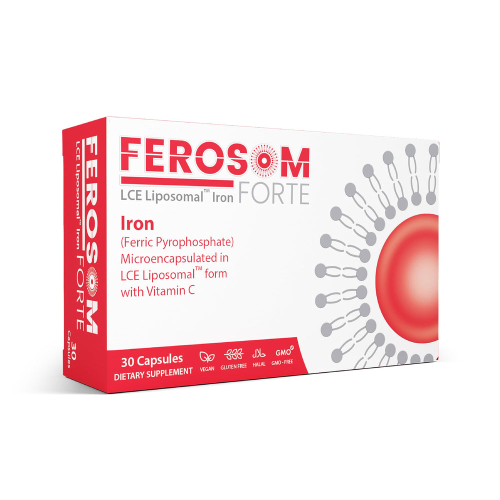 FEROSOM FORTE LCE bottle for daily iron support.